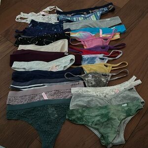 NWT Victoria’s Secret Pink VS V Strong Cheeky Thong Panties HUGE LOT Medium